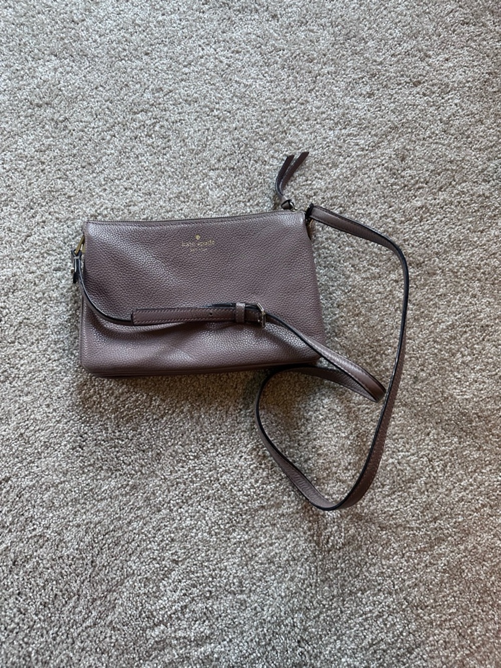 kate spade pebbled leather crossbody in taupe